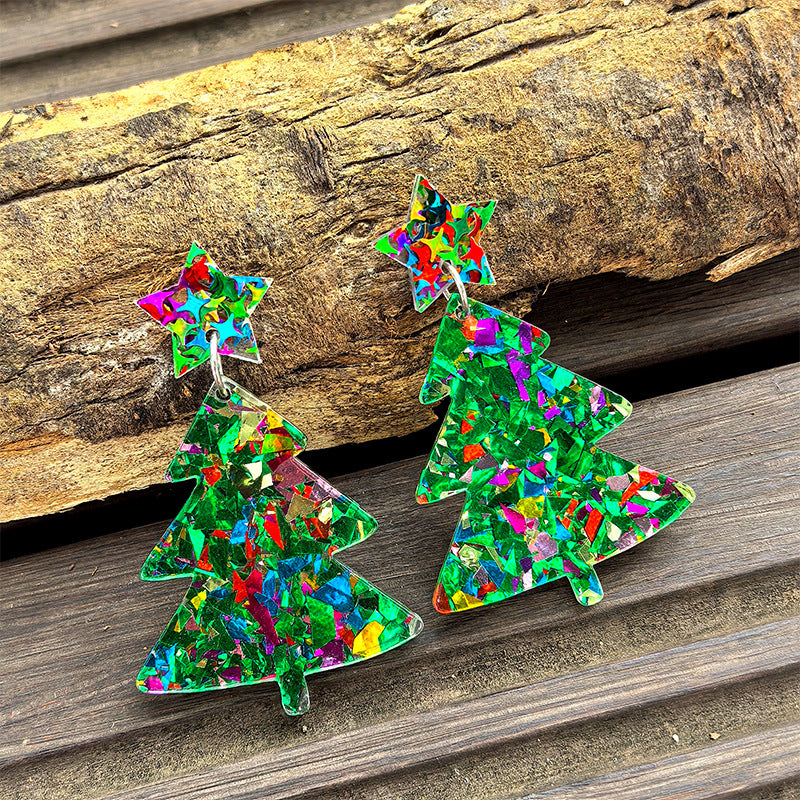 Wholesale Christmas Tree Pendant Acrylic Earrings