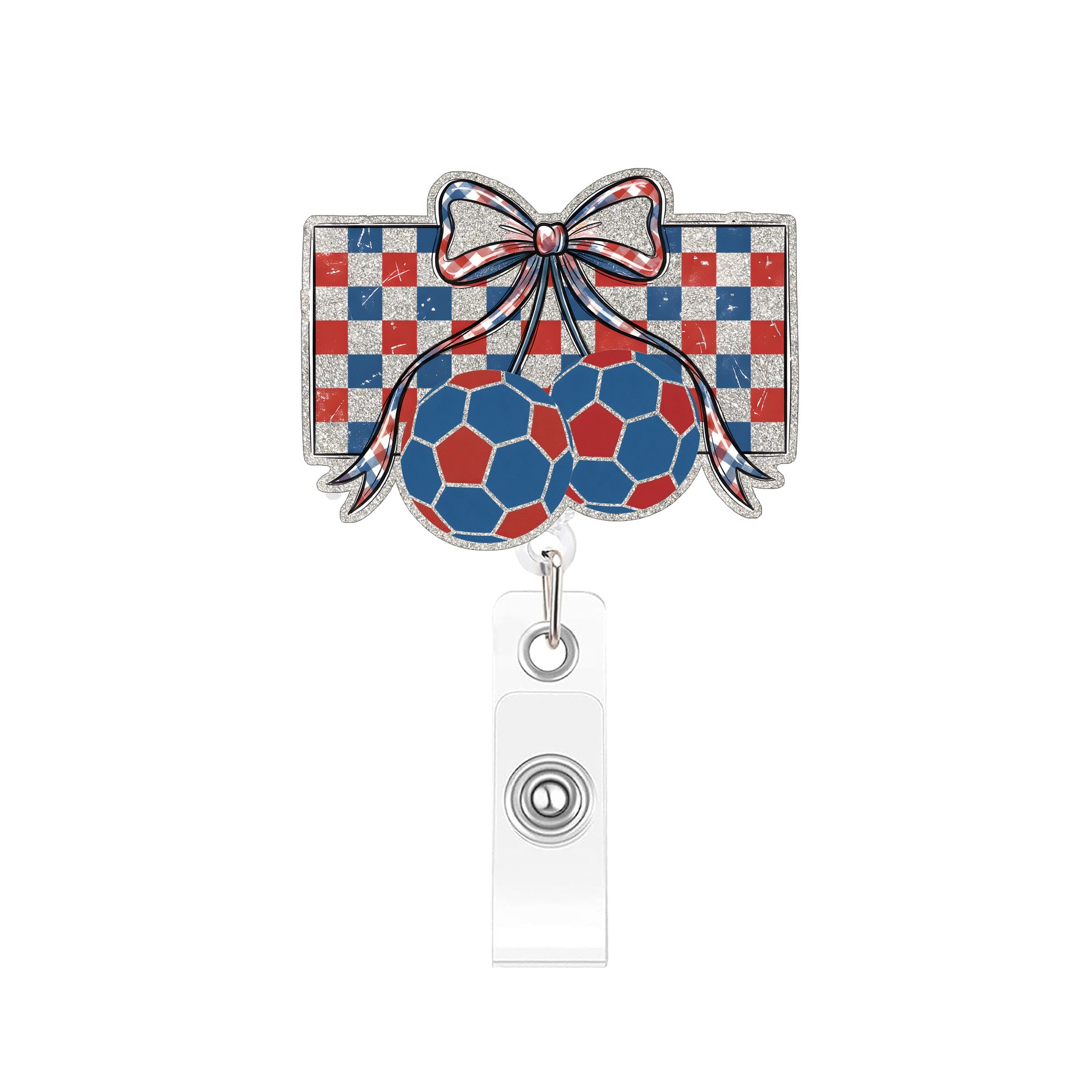 Wholesale 2026 World Cup Football Glitter Acrylic Easy-Pull Badge Holder ID Card Clip Fashion Accessory