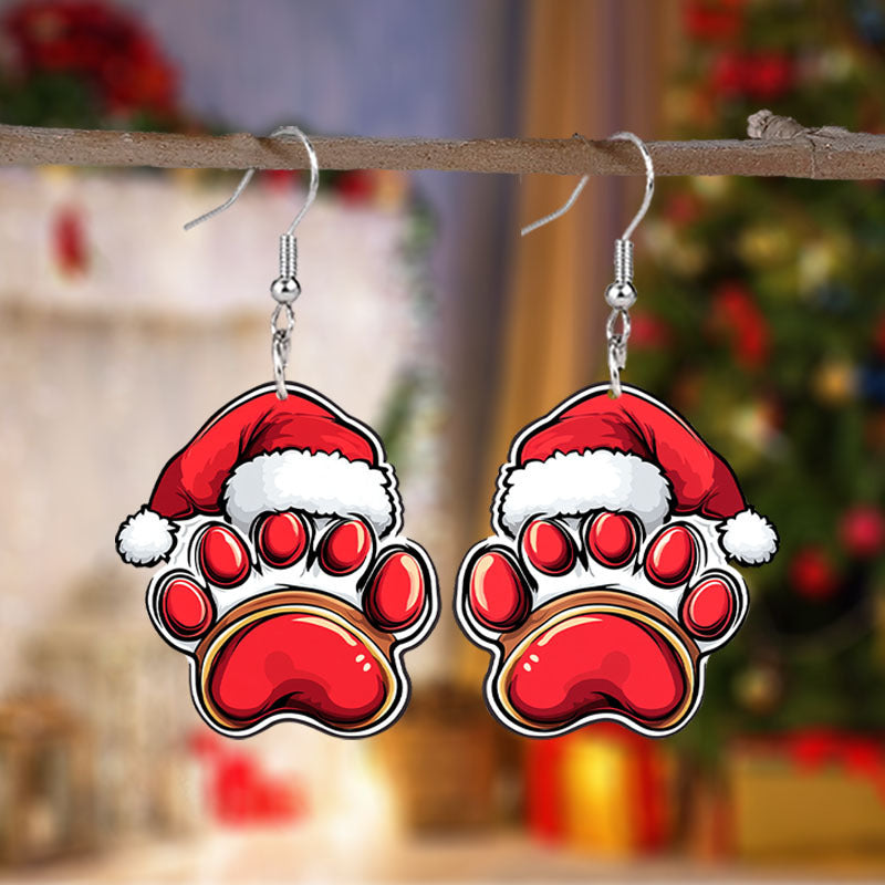 Wholesale Charming Christmas Dog Claw Acrylic Earrings