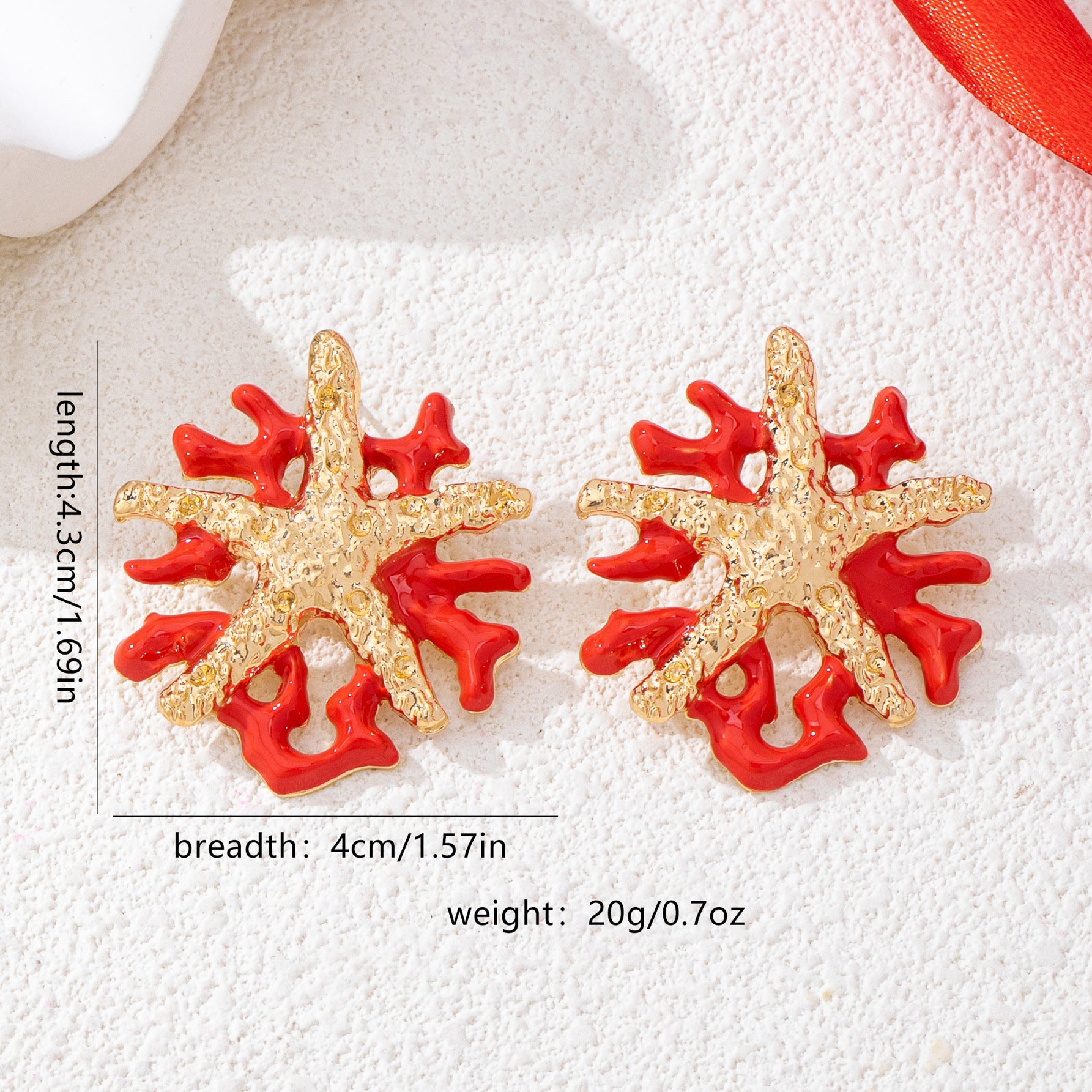 Wholesale Gold Tone Coral Drop Earrings For Women Trendy Flower Design Summer Vacation Jewelry Accessory