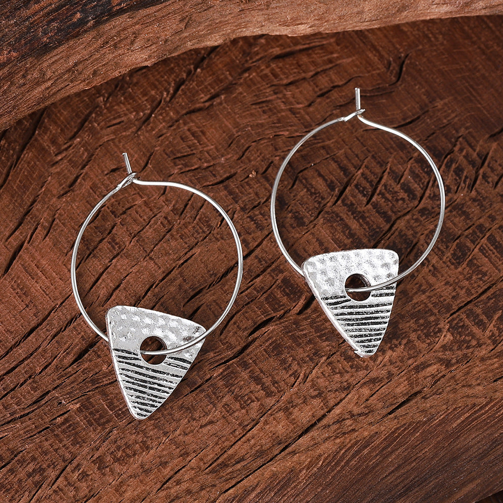 Wholesale  Retro Printed Triangle Pendant Earrings