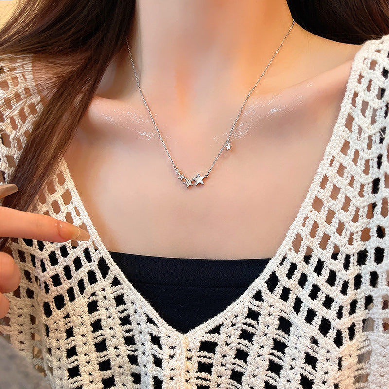 Wholesale Super sparkly zircon titanium steel necklace for women,  versatile and elegant silver.