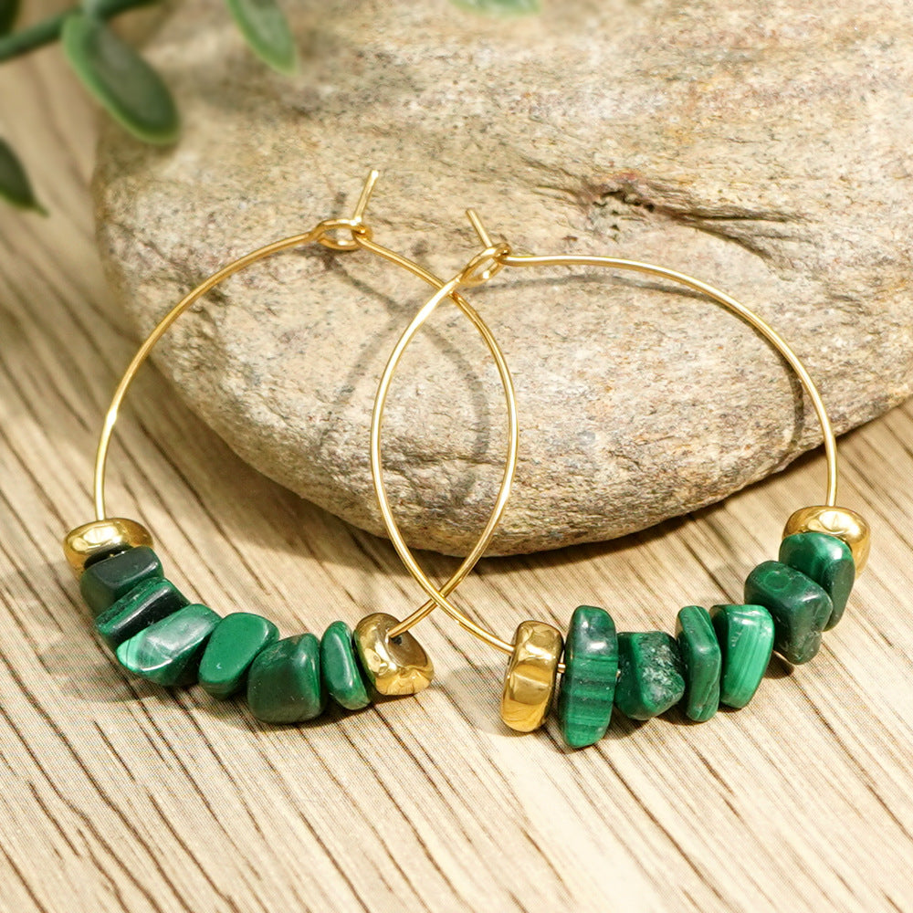 Wholesale Pink Green Natural Stone Earrings