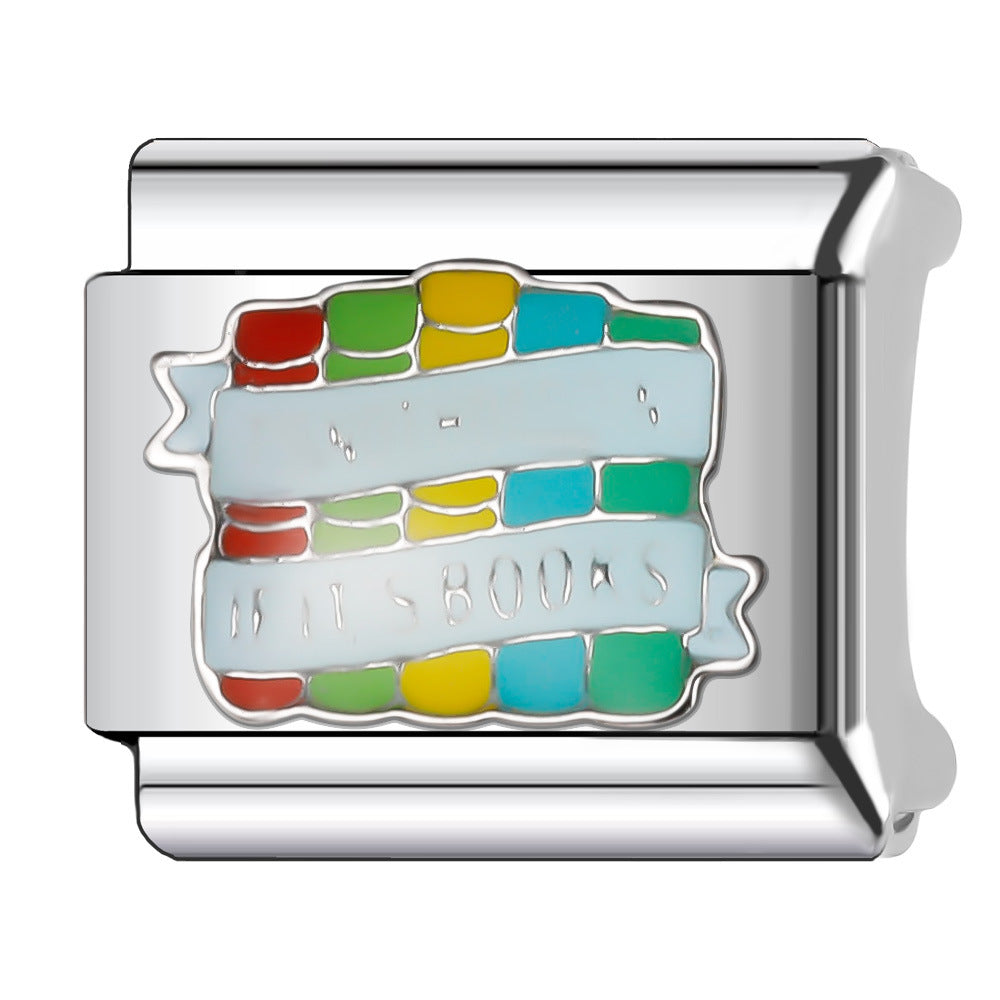 Wholesale Italian Charm Bracelet 9mm DIY Splicing Tutorial Student Series Stainless Steel Composable Bracelet