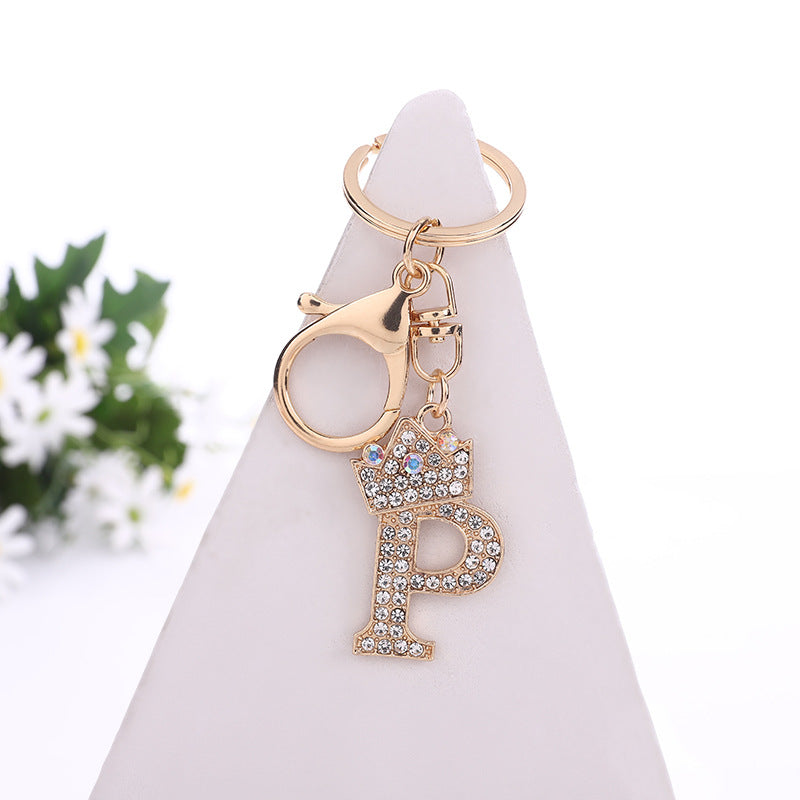 Wholesale Zinc Alloy Rhinestone Letter Keychain ACC-KC-YuanFei003