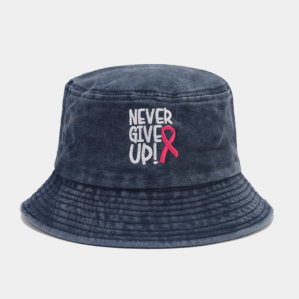 Wholesale Breast Pink Ribbon Embroidery Washed Bucket Hat ACC-HT-LvYi012