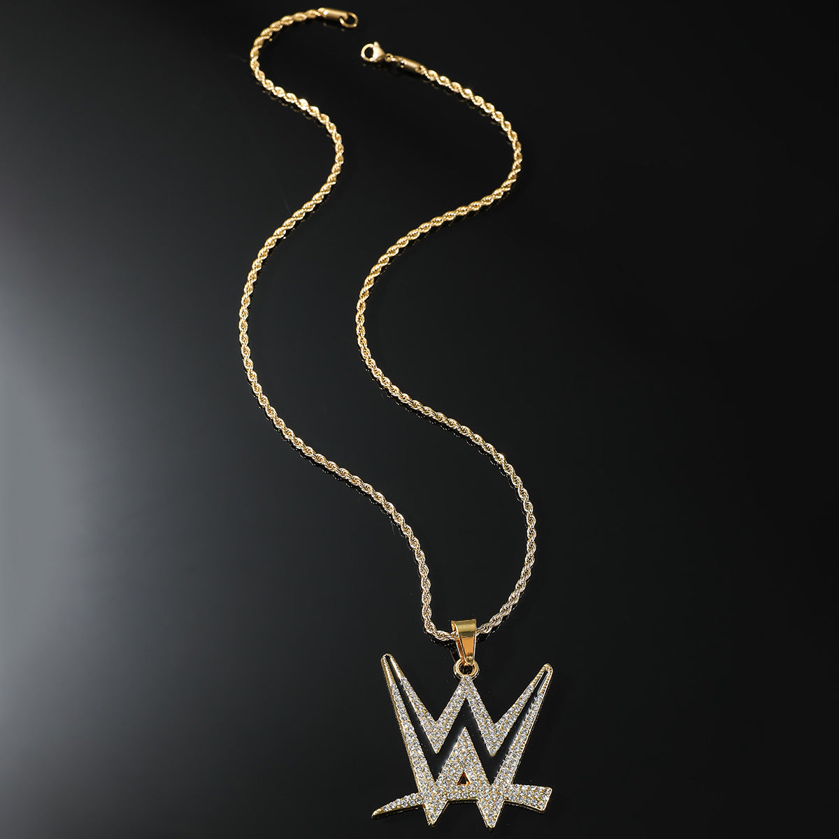 Wholesale Hot Hip Hop Pendant Necklace Fashion Trend Men's Letter W Diamond Necklace