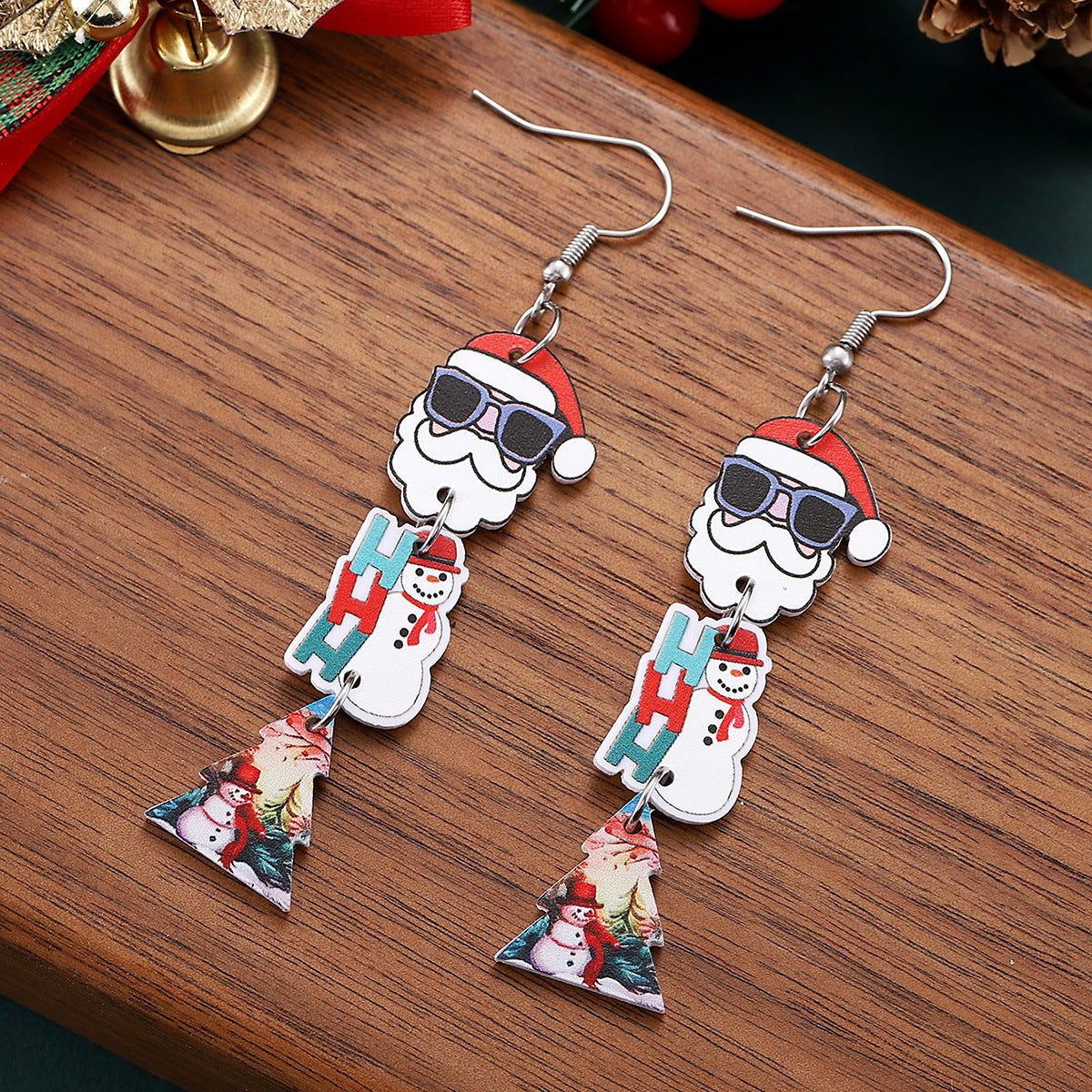 Wholesale Christmas  Christmas tree snowman  splicing earrings acrylic earrings