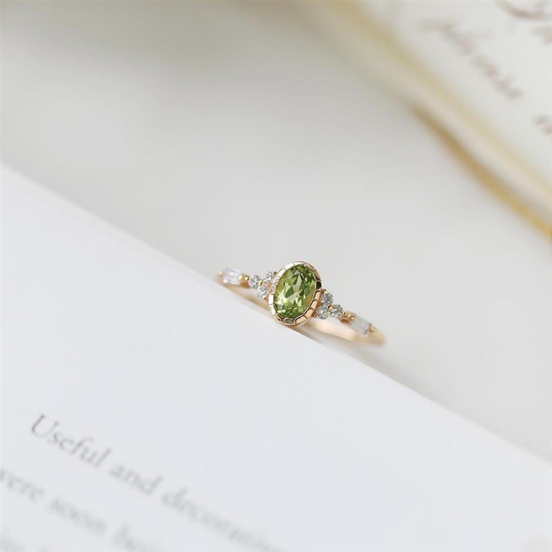 Wholesale Peridot Light Luxury Gold Plated Open Ring