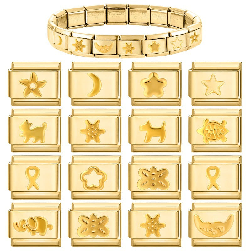 Wholesale Italian Charm Bracelet 9mm DIY Creative Gold Base Stainless Steel Composable Bracelet