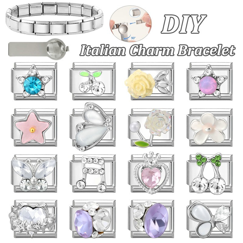 Wholesale Italian Charm Bracelet 9mm DIY Splicing Cute Creative Stainless Steel Composable Bracelet
