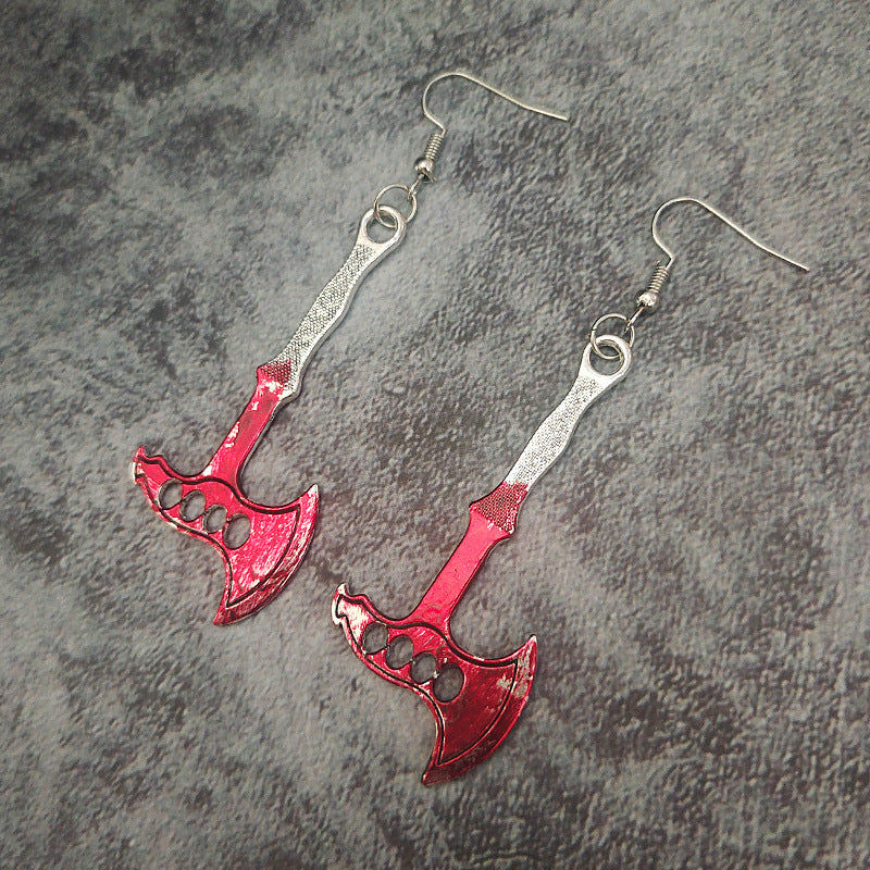Wholesale  Halloween alloy earrings dagger axe horror blood earrings