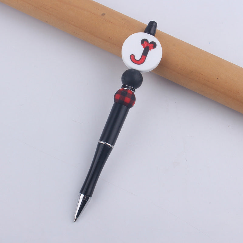 Wholesale  handmade beaded pen DIY creative silicone teether English letter  ballpoint pen