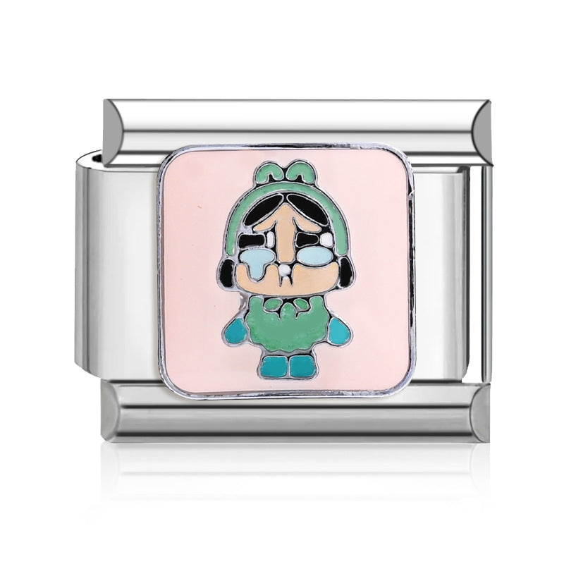 Wholesale  9mm Italian Charm Starter Bracelets DIY square Single Section Creative Stainless Steel Composable Bracelet