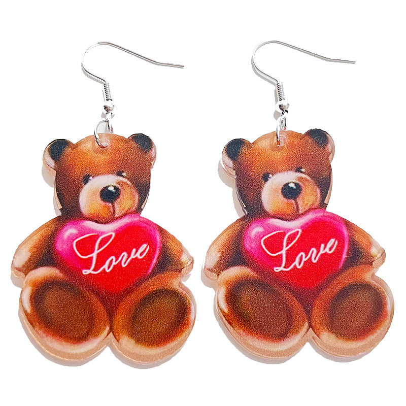 Wholesale 2 Pairs/pack Valentine's Day Party Candy Love Bear Fun Cute Earrings ACC-ES-HY197