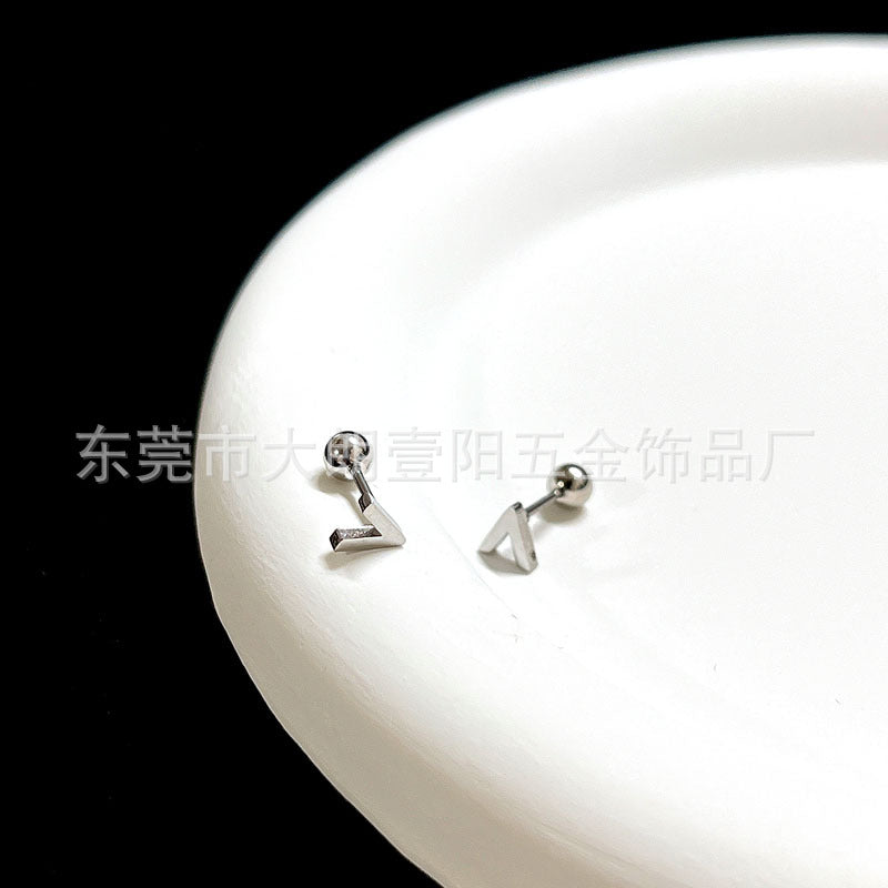 Wholesale Titanium Steel Stylish Heart  Star Screw-Back Cartilage Stud