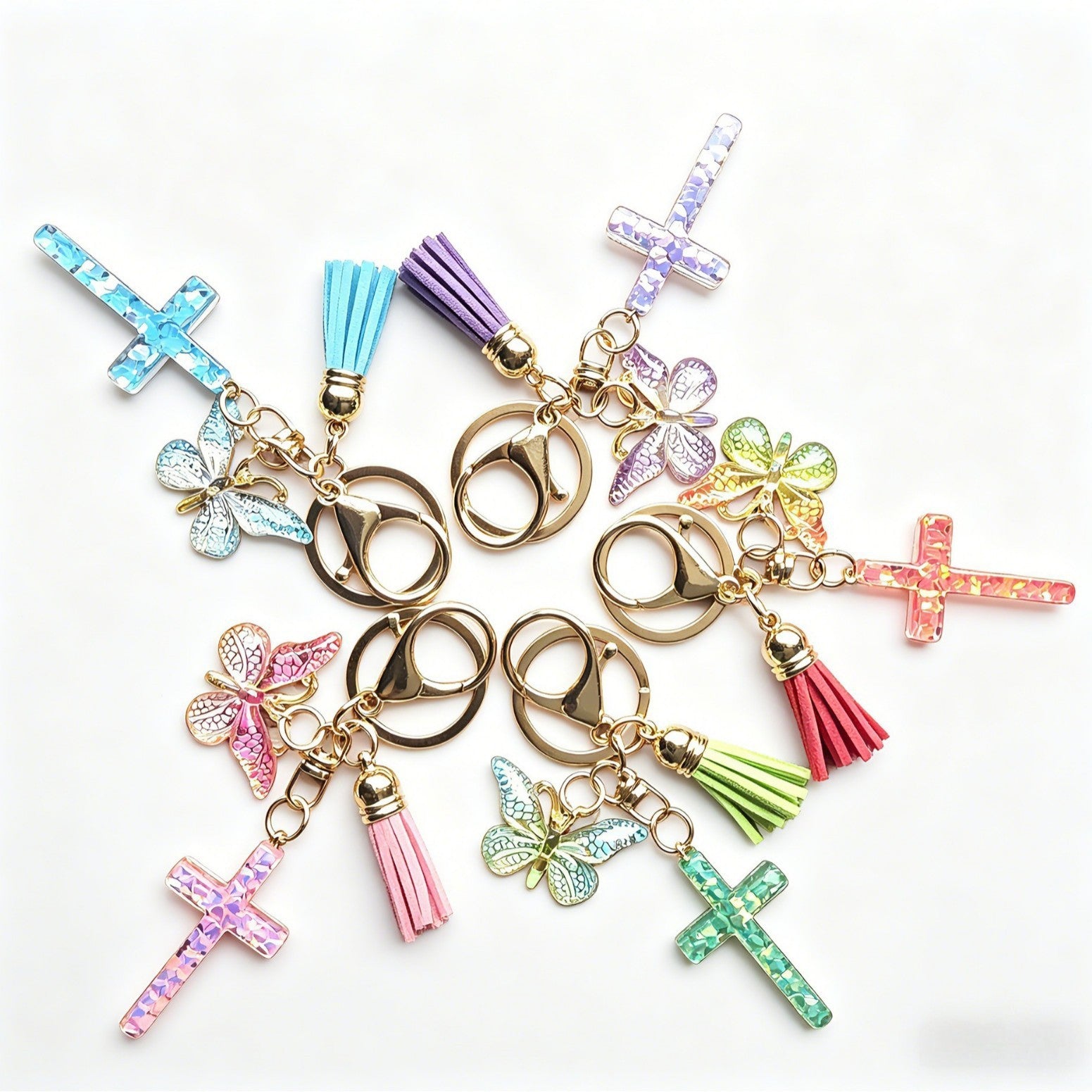 Wholesale Cross Tassel Resin Keychain