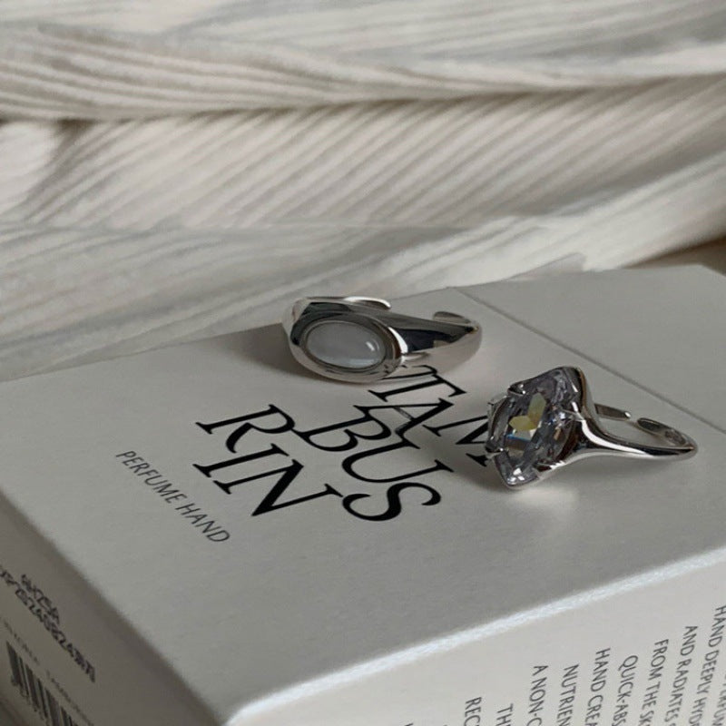 Wholesale Square Contrast Color Gem Gem Denier Ring