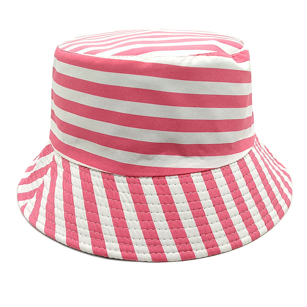 Wholesale Striped Printed Simple Outdoor Sunscreen Hat Bucket Hat