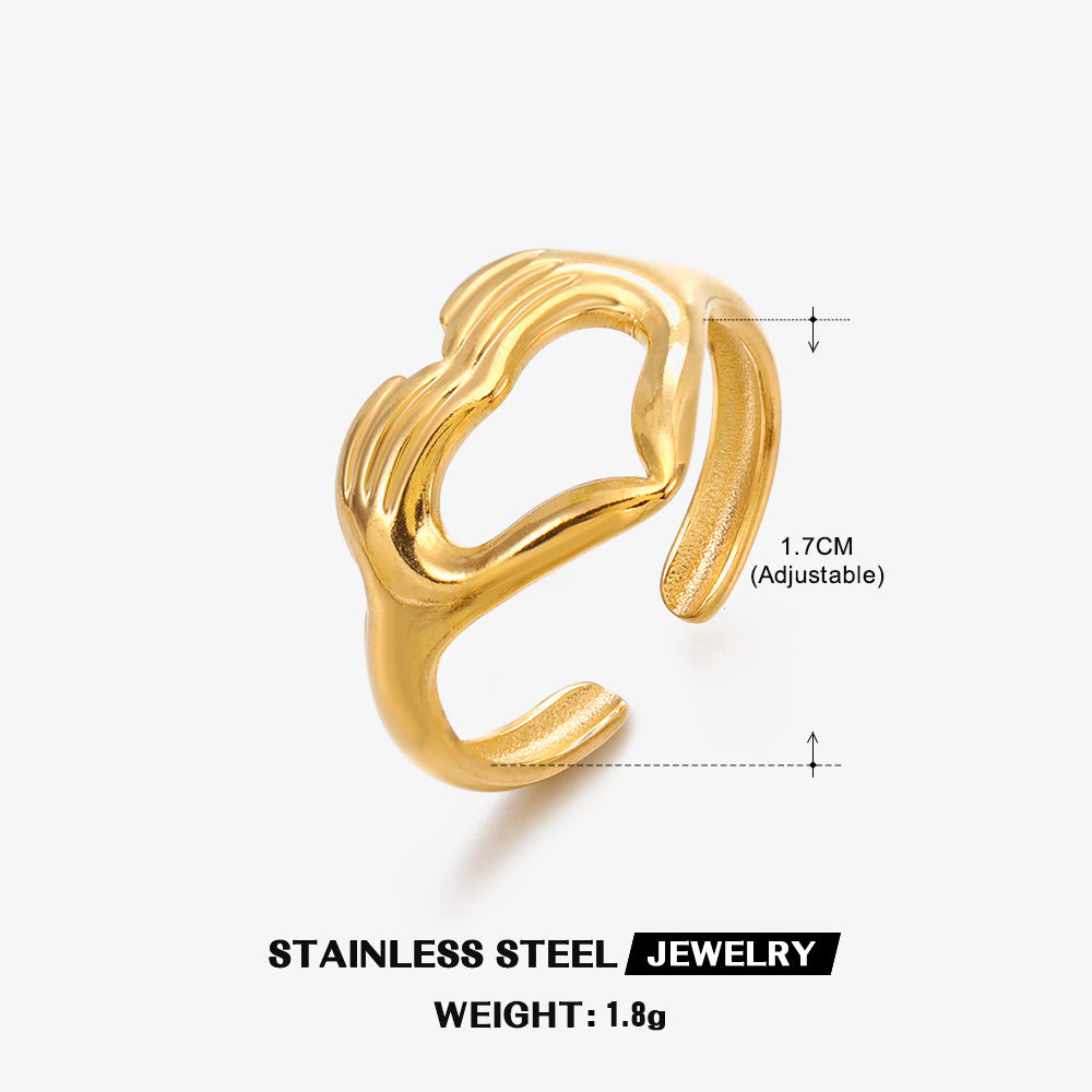 Wholesale Stainless Steel Love Heart 18K Gold Plated Ring