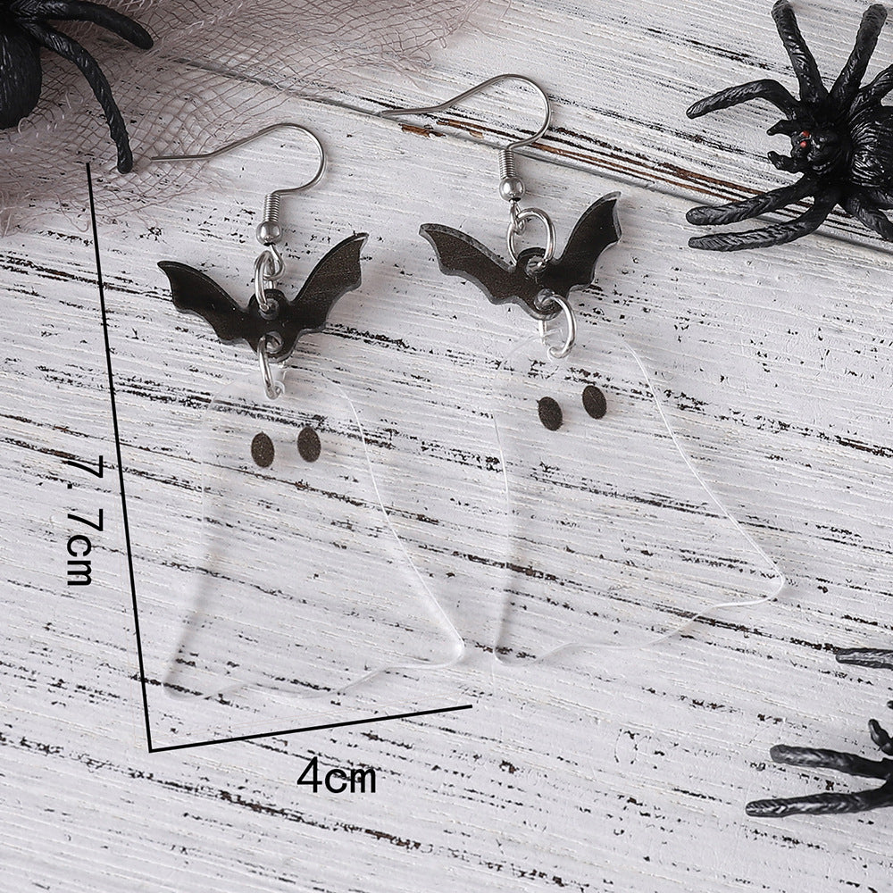 Wholesale  Halloween Bat Ghost Splicing Pendant Acrylic Earrings