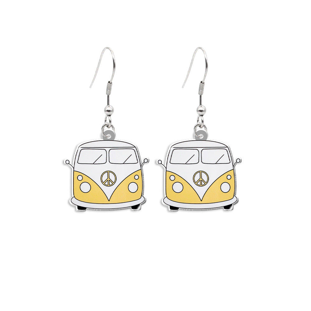 Wholesale Stripe Sunflower School Bus Acrylic Earrings ACC-ES-XiangLian007