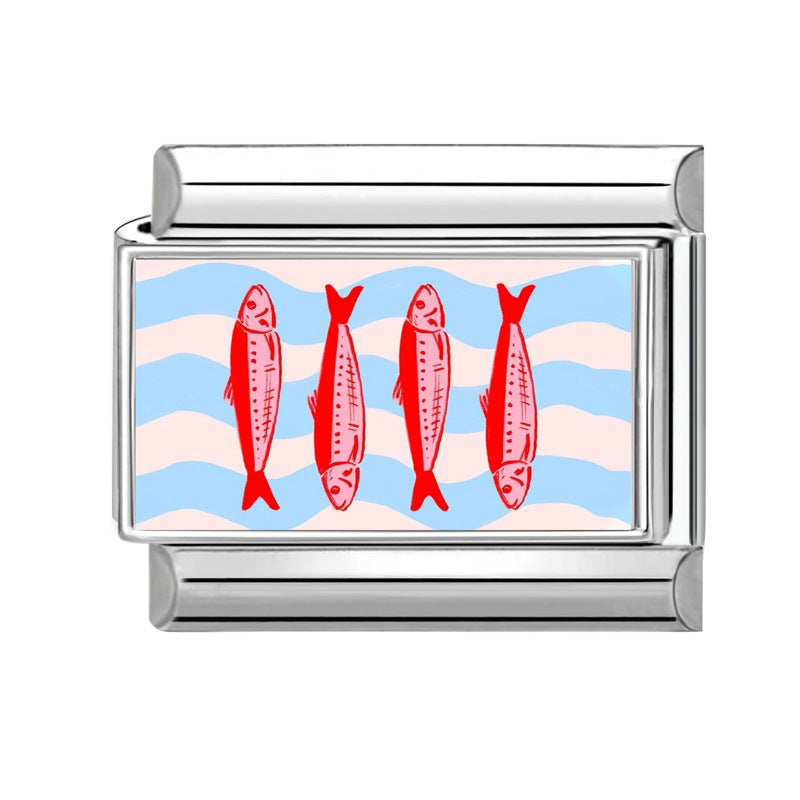 Wholesale Hearts and Love Italian Charms DIY flower fish Single Section Creative Stainless Steel Composable Bracelet