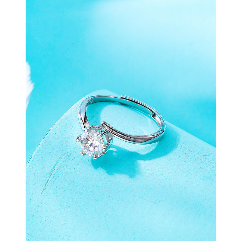 Wholesale S925 sterling silver moissanite Diamond Adjustable  Ring