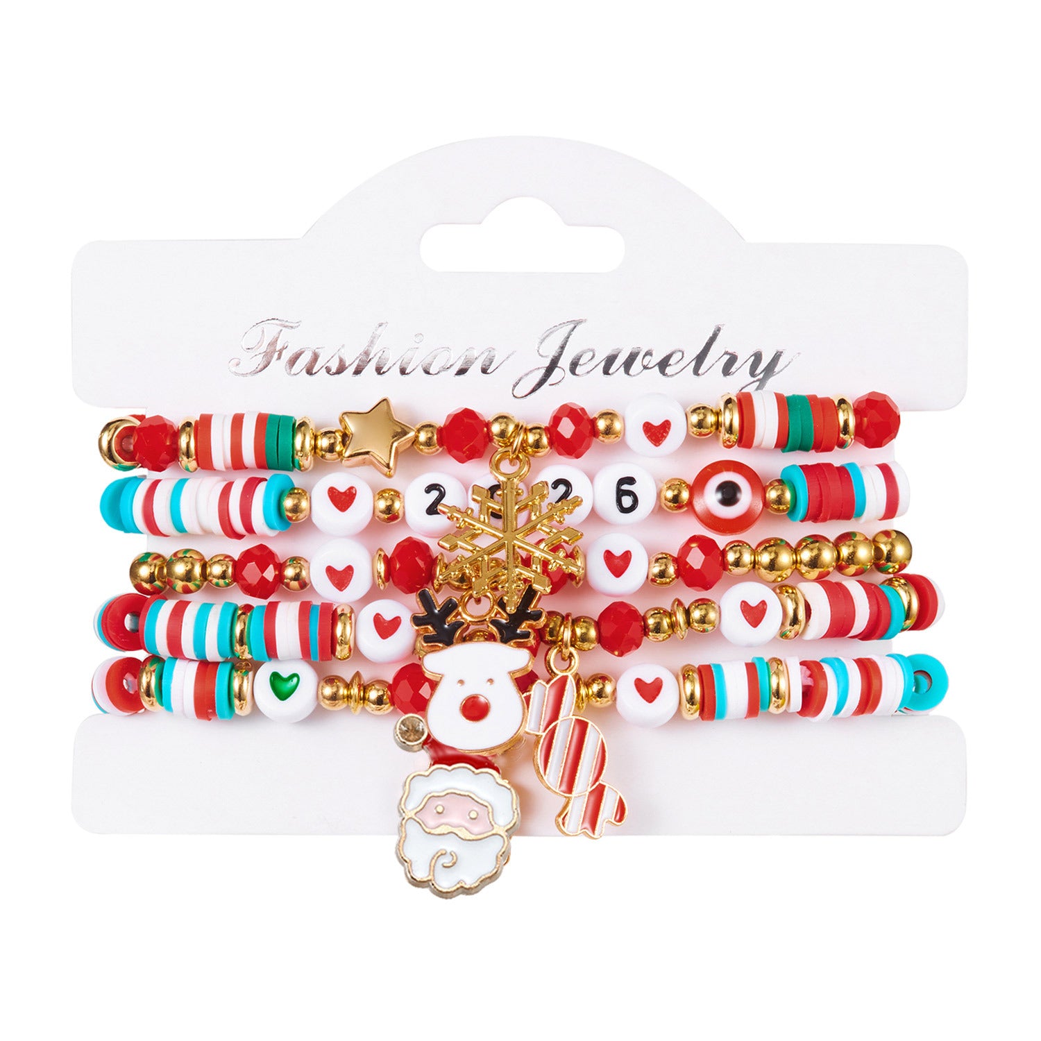 Insieme all'ingrosso del braccialetto del strass in rilievo variopinto di giorno di Natale