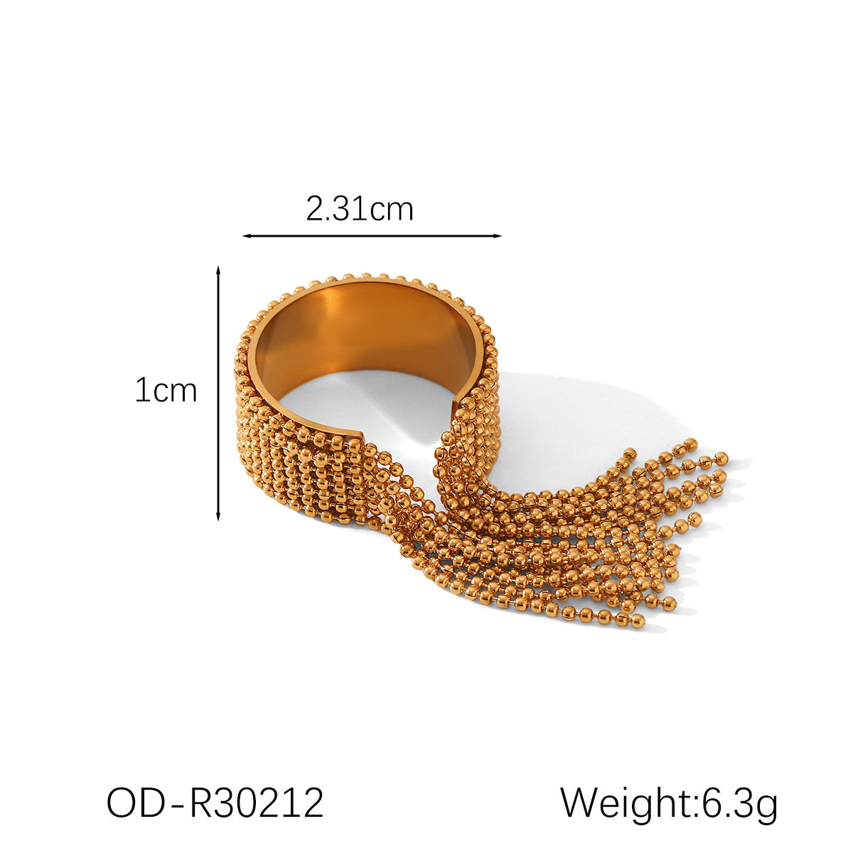 Wholesale Stainless Steel Gold Plated Tassel Open Ring