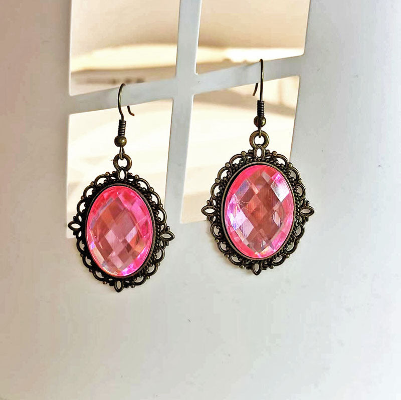 Wholesale Vintage Oval Acrylic Gem Earrings Geometric Fashion Jewelry Accessory for Women