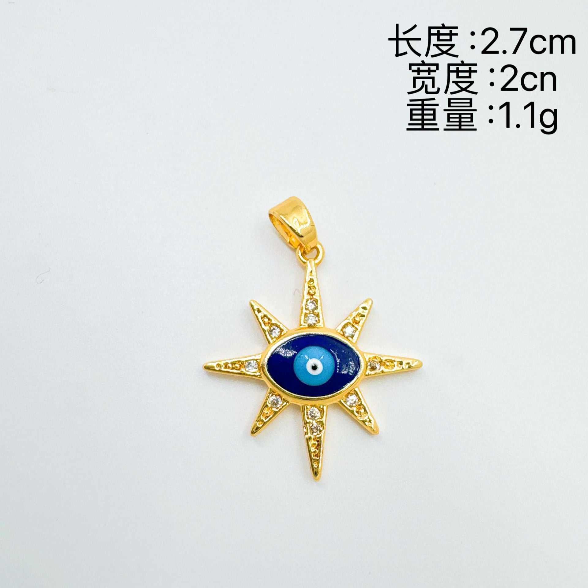 Wholesale Copper Gold Plated Evil Eye Pendant Necklace Eight Pointed Star Blue Charm For Jewelry Making