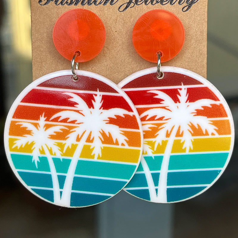 Wholesale 2 Pairs/pack Hello Summer Seaside Scenery Acrylic Earrings ACC-ES-HY015