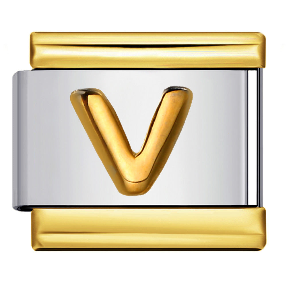 Wholesale Italian Charm Bracelet 9mm DIY Splicing Removable Raised Letters Stainless Steel Composable Bracelet