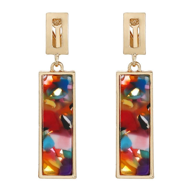 Wholesale colorful rectangular long ear clips earrings