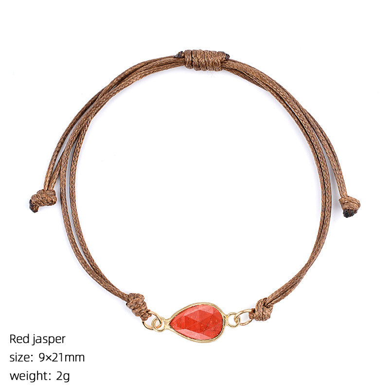 Wholesale Adjustable Woven Tiger Eye Stone Teardrop Bracelet Fashion Accessory Gift