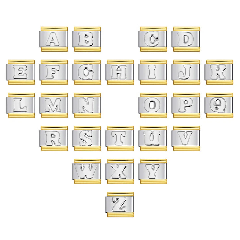 Wholesale Italian Charm Bracelet 9mm DIY letter Creative Stainless Steel Composable Bracelet
