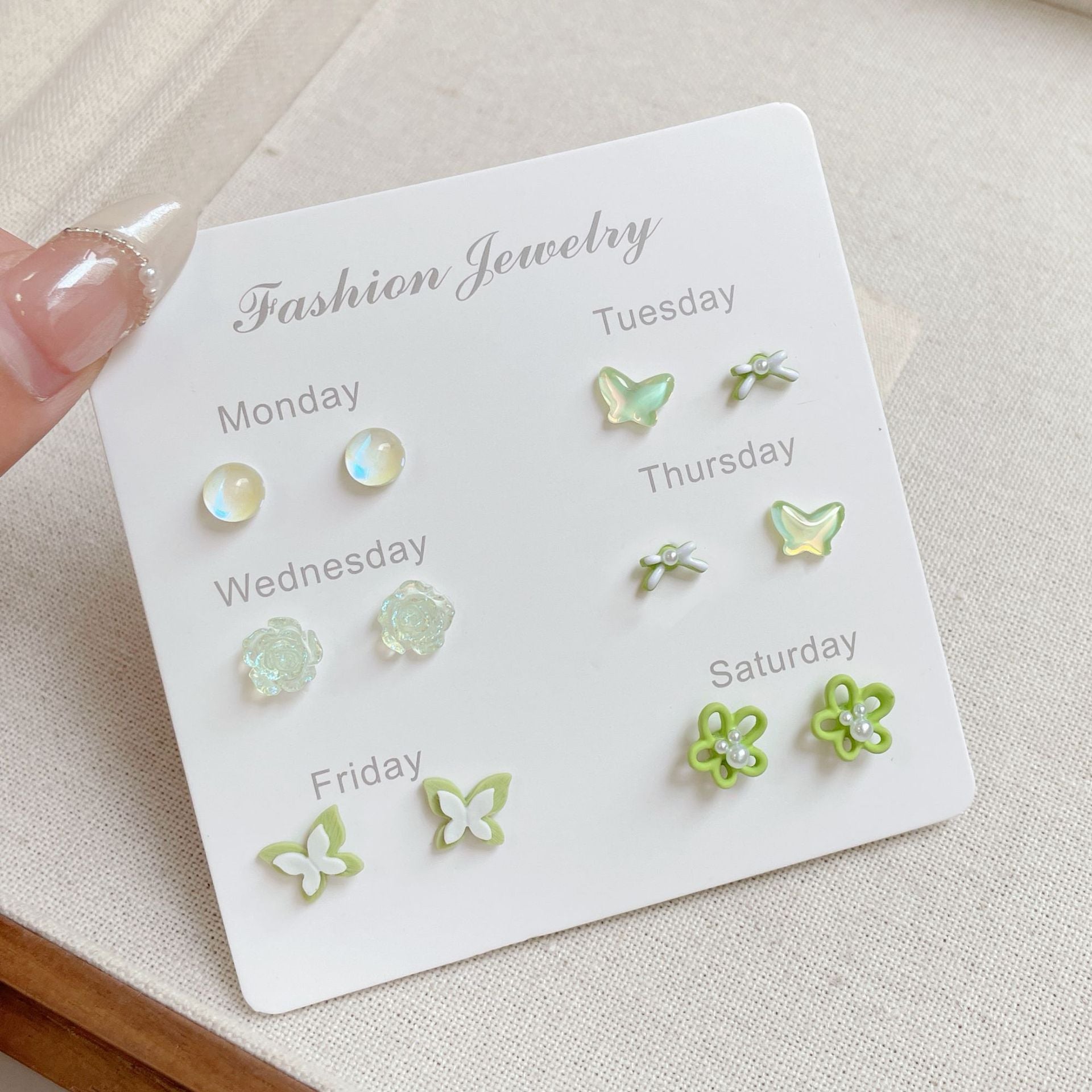 Wholesale Sweet and fresh silver needle small floral and fruit earrings