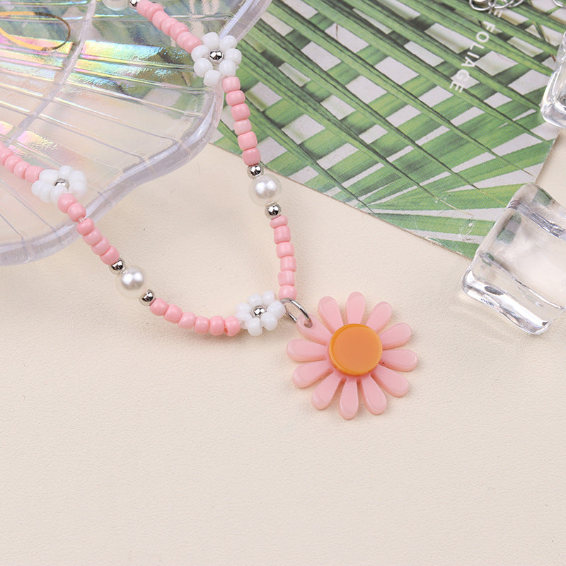 Wholesale  color flower anklet small fresh stitching daisy retro anklets