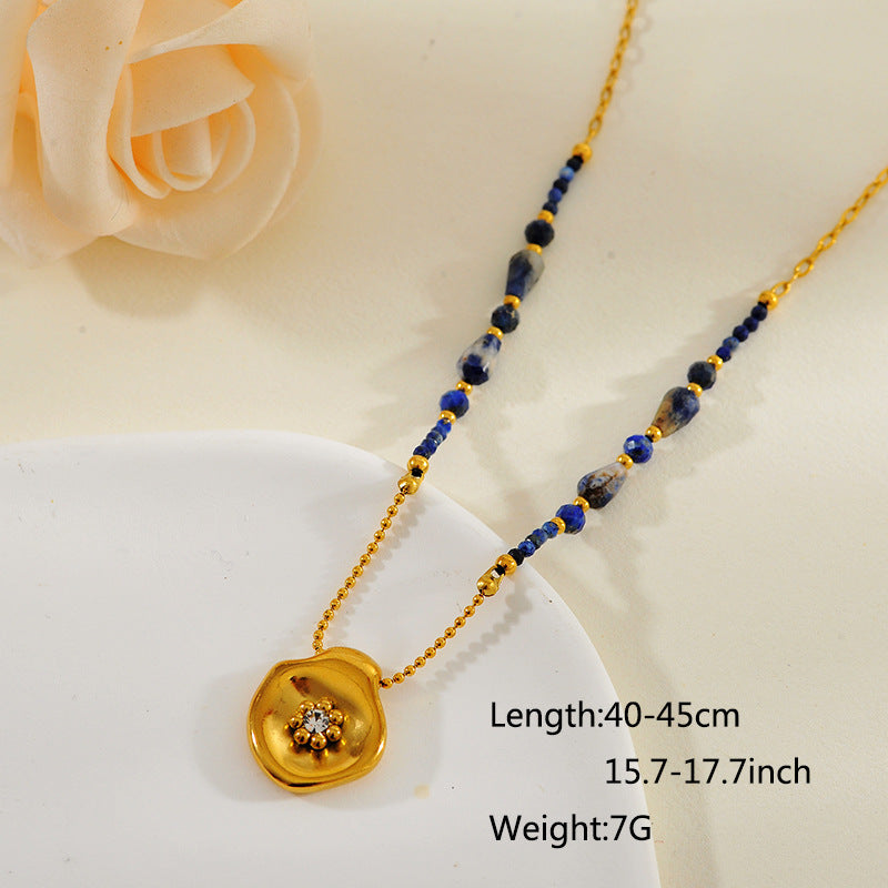 Wholesale Natural Stone Stainless Steel  Pendant Necklace