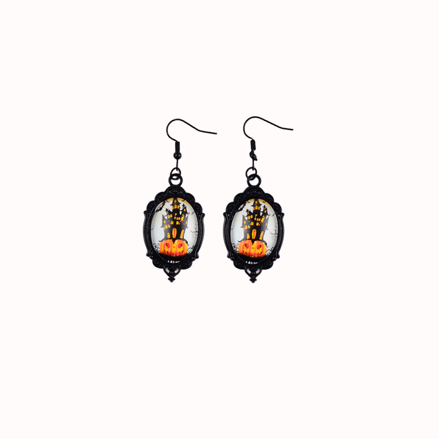 Wholesale  Pendant Earrings Ghost Pumpkin Dark Castle Design Zinc Alloy Electroplated Fashion Jewelry For Party Boutique Resale