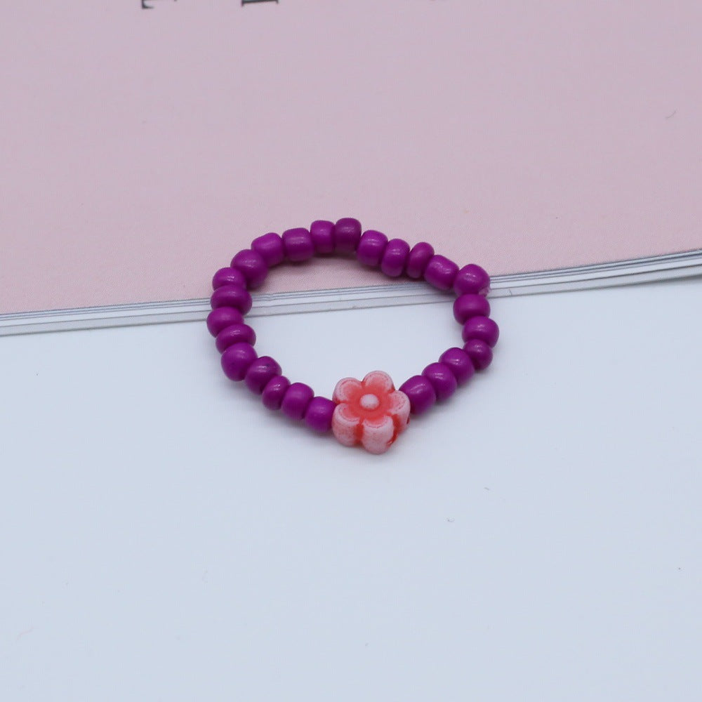 Wholesale  flower hand-woven rice beads beaded ring