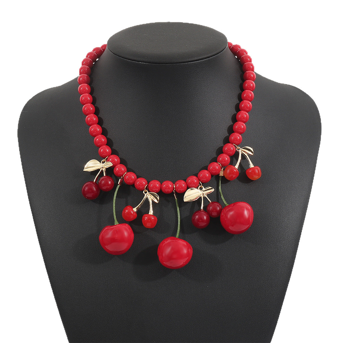 Wholesale  Summer  Fruit Cherry Pendant Beaded Necklace