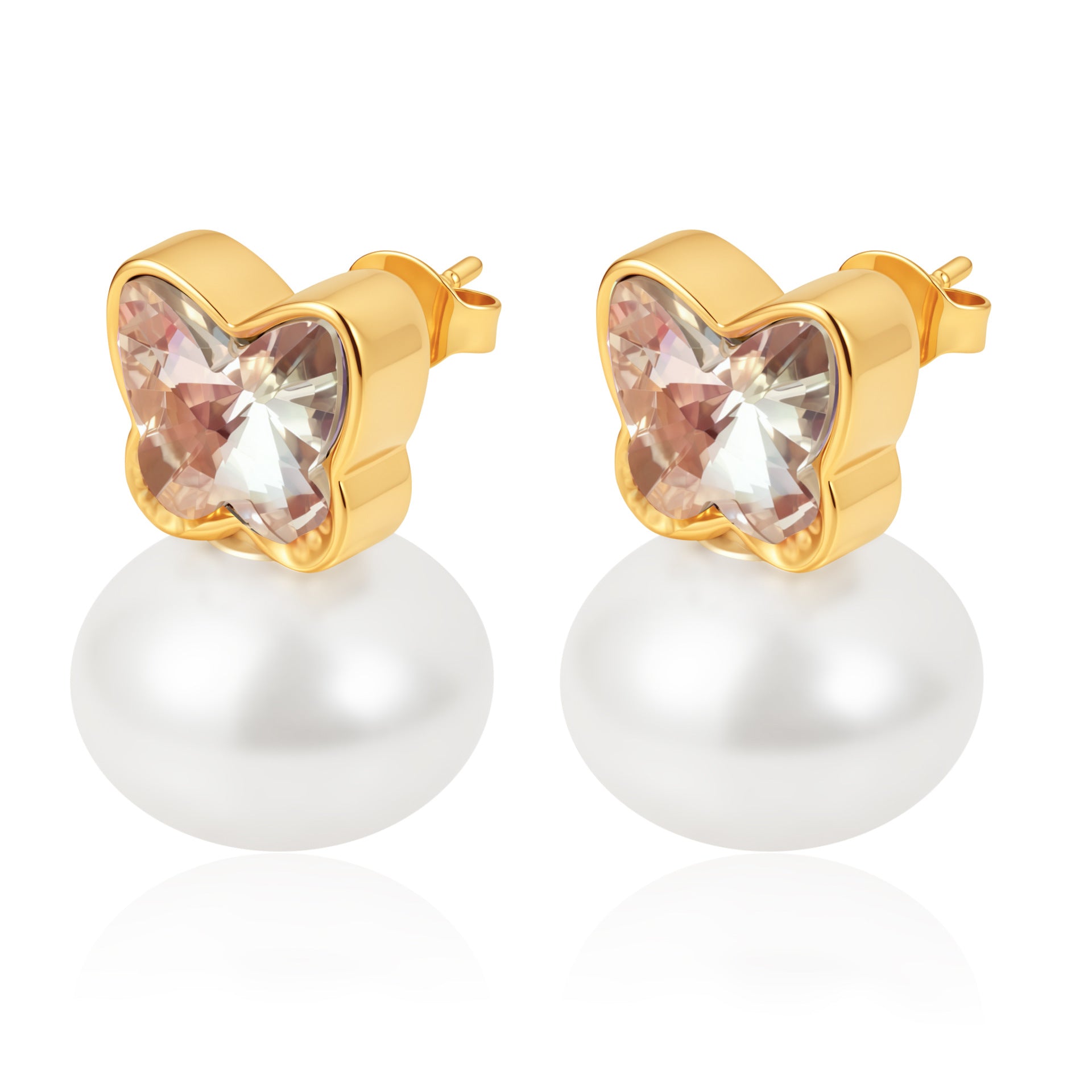Wholesale Stainless Steel Butterfly Pearl Earrings Fashion Accessory for Women Boutique Resale