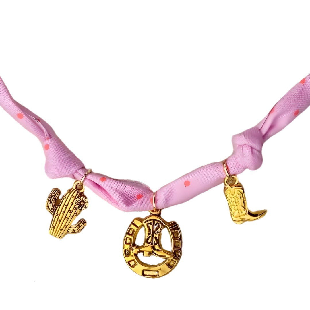 Wholesale Knotted Ribbon Necklace Stainless Steel Multi-Pendant Vintage Bohemian Necklace