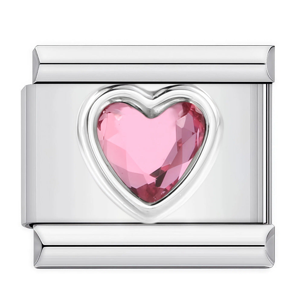 Wholesale DIY Italian Charms Bracelet in Titanium Steel with Rhinestone Hearts,  Fashion Jewelry Accessory