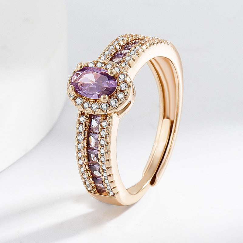 Wholesale Copper ring encrusted with cubic zirconia stones