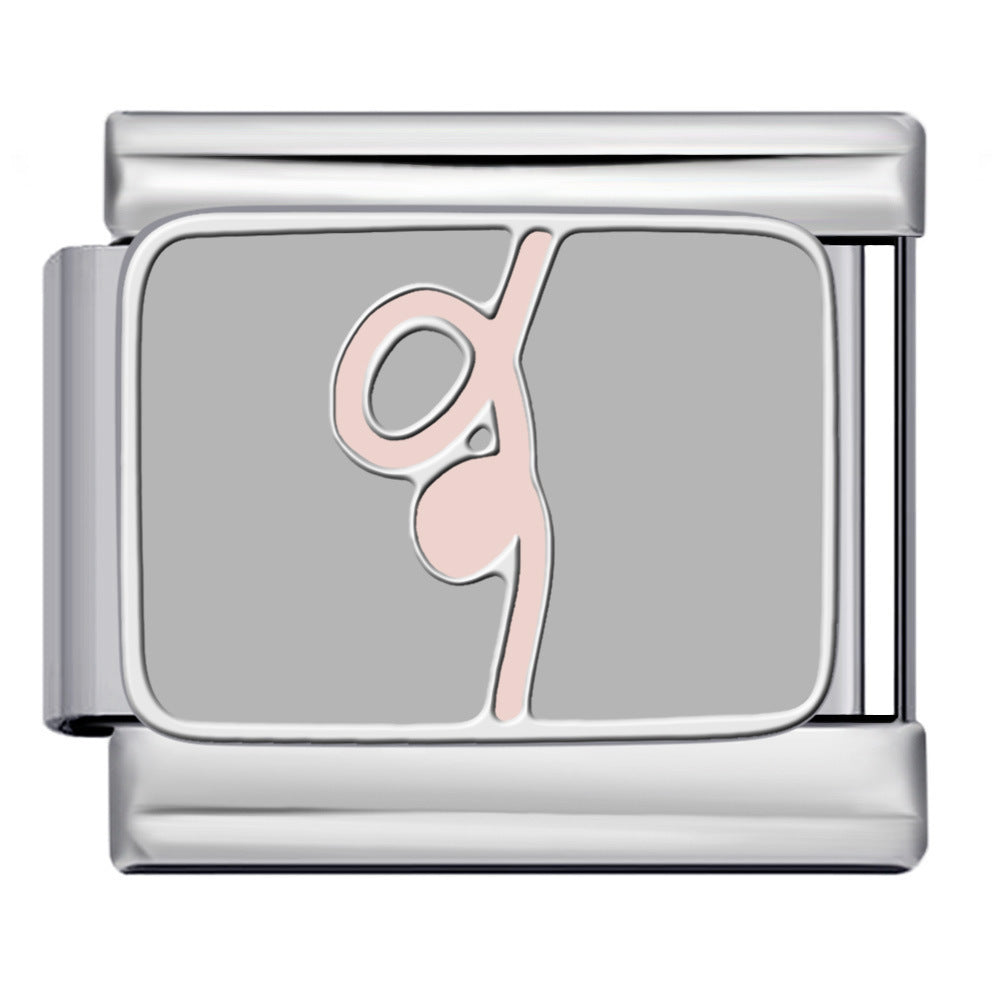 Wholesale 5pcs Italian Charm Bracelet 9mm DIY Splicing Black Pink Pattern Stainless Steel Composable Bracelet