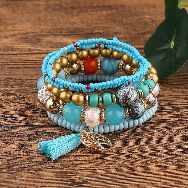 Wholesale Bohemian Beaded Tassel Tree of Life Bracelet