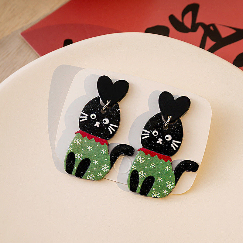 Wholesale Halloween Cat Acrylic Earrings ACC-ES-MDD033